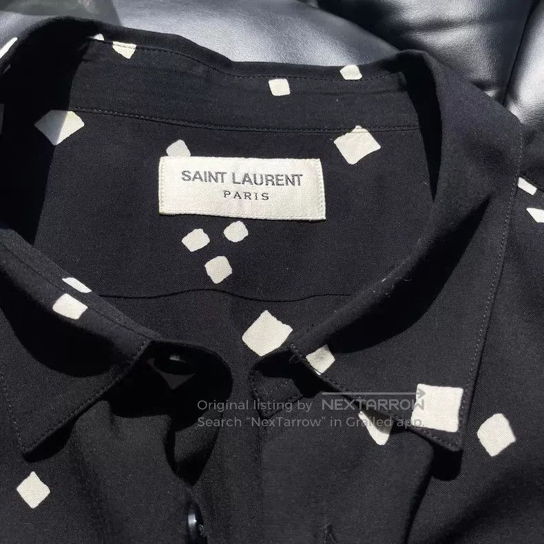 Saint Laurent Paris Saint Laurent Paris Ink Washed Mulberry Silk Short Sleeve Size XS / US 0-2 / IT 36-38 - 4 Thumbnail