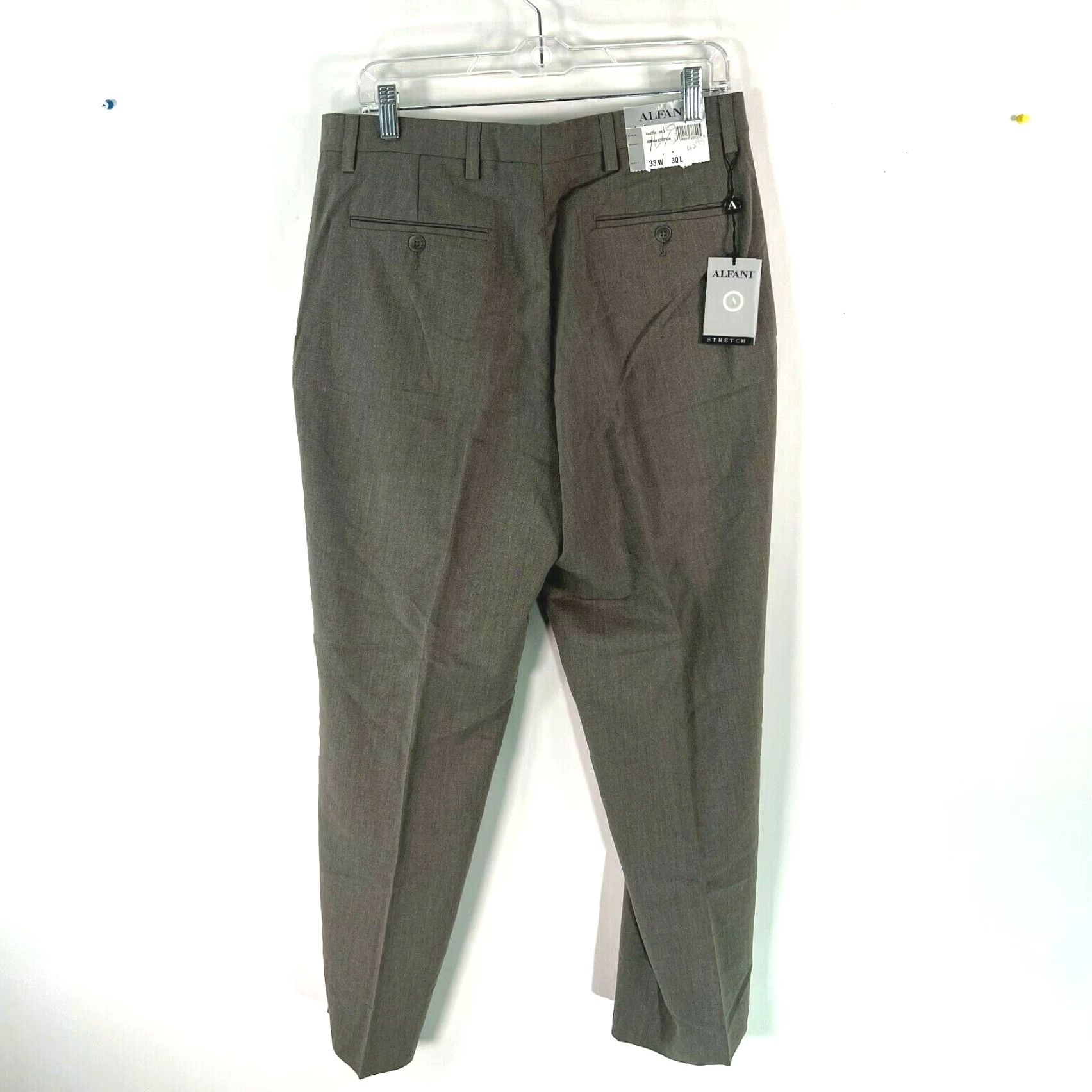 Alfani Alfani Mens Flat Front Straight Leg Stretch Casual Brown Dress Pants 33X30 Size US 33 - 2 Thumbnail