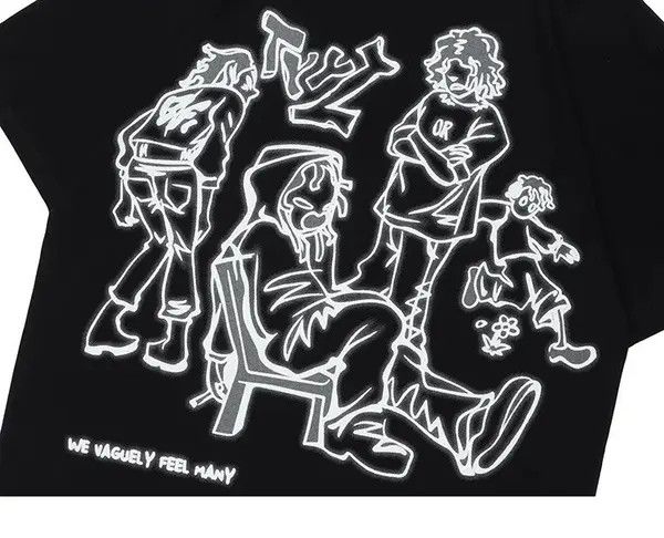 VIBE Streetwear Funny Anime Cartoon Graphic Oversized T-Shirt y2k Size US L / EU 52-54 / 3 - 4 Thumbnail