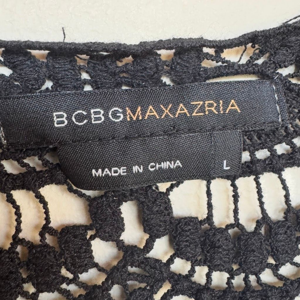 Bcbgmaxazria BCBGMAXAZRIA Black Lace Back Open Front Blouse – L Size L / US 10 / IT 46 - 4 Thumbnail