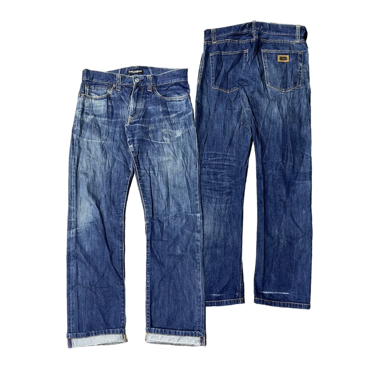 image of Distressed Denim x Dolce Gabbana Vintage Dolce & Gabbana Selvedge Denim Pants in Blue (Size 30)