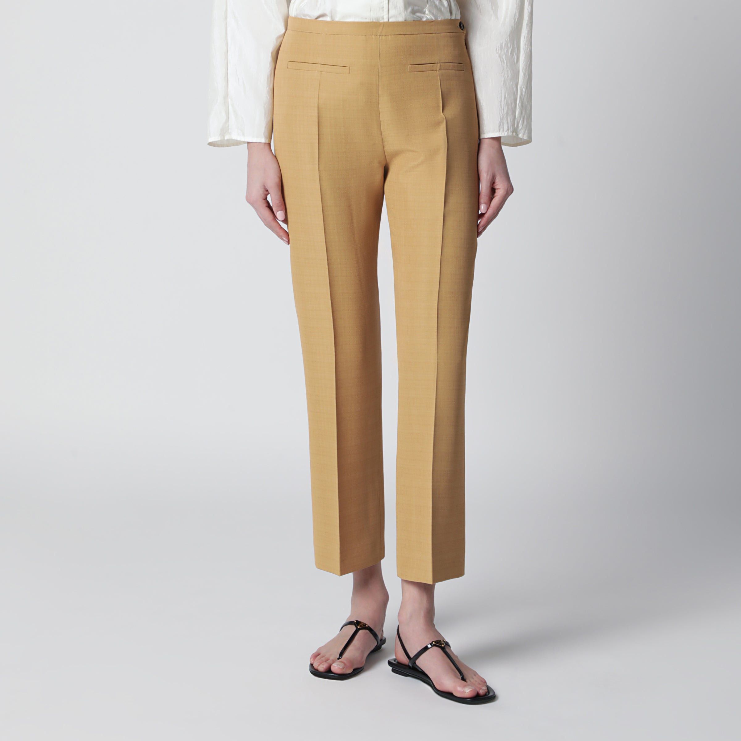 Alberta Ferretti Alberta Ferretti Beige Ankle-Length Trousers In Viscose Blend Size 30" / US 8 / IT 44 - 1 Thumbnail