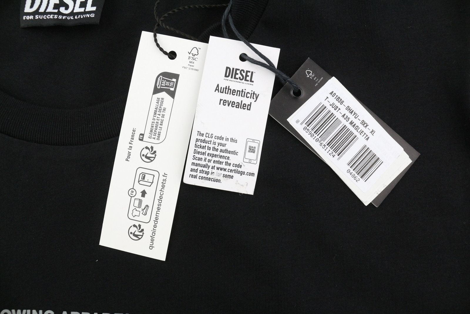 Diesel T-JUST-A35 XL Black Crew Front Logo T-Shirt 41182 Size US XL / EU 56 / 4 - 5 Thumbnail