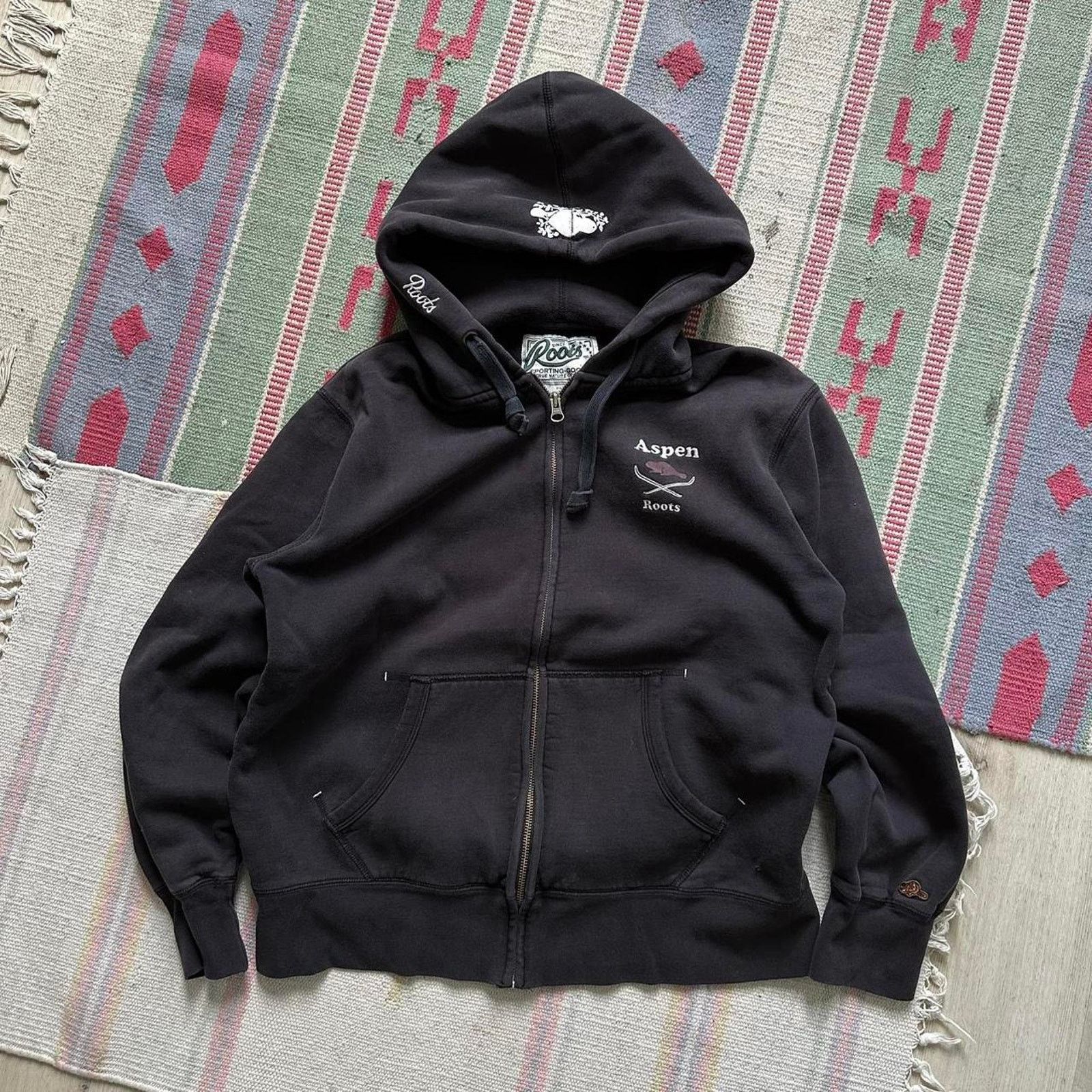 Roots × Vintage Vintage Y2K Heavy Cotton Varsity Aspen Roots Zip Up Hoodie Size S / US 4 / IT 40 - 4 Thumbnail