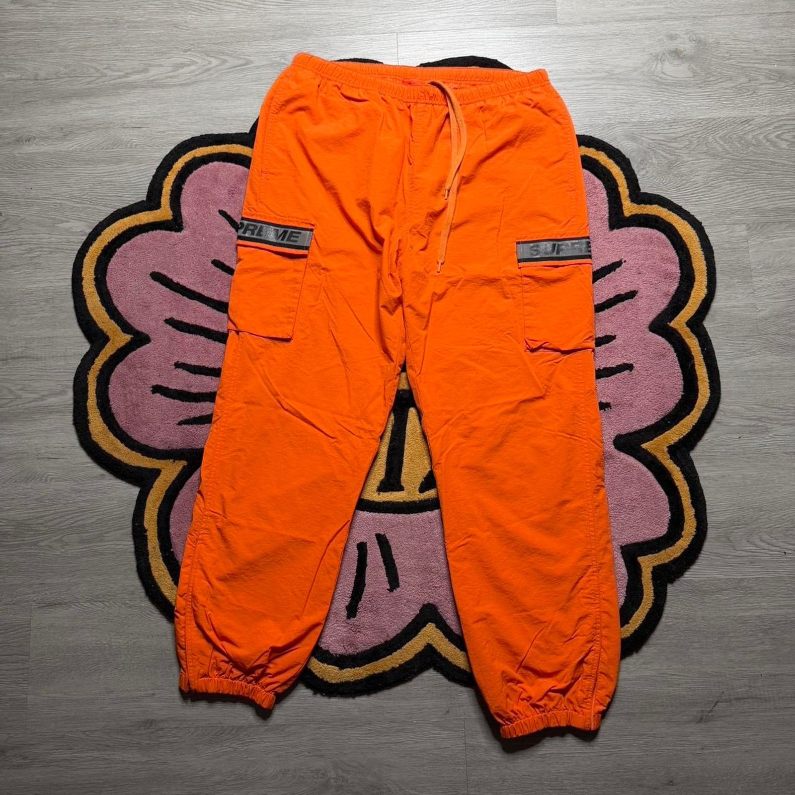 Supreme Reflective Taping SS18 Cargo Pants Size Large Orange