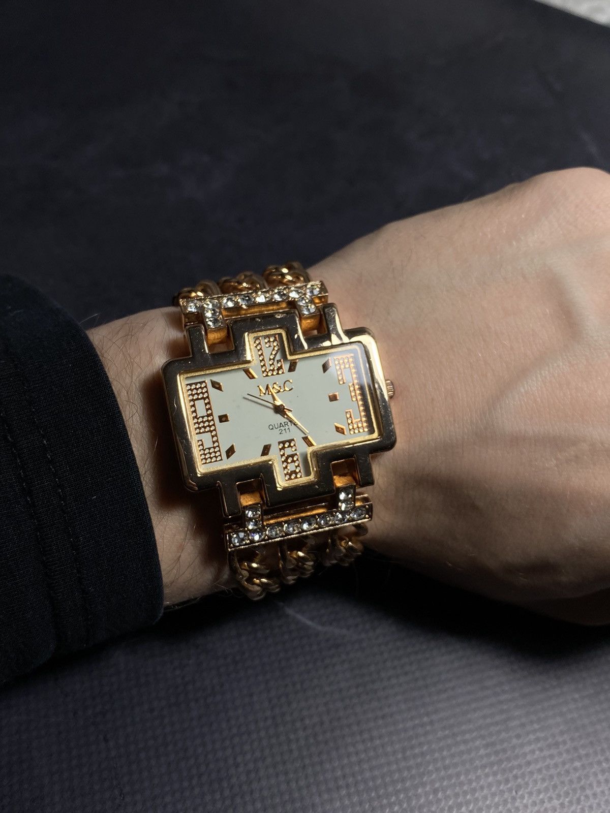 Jewelry Vintage M&C Gold Plated Watch with Crystal Details✨ Size ONE SIZE - 7 Thumbnail
