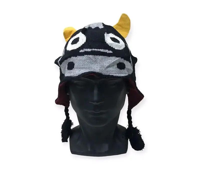 Japanese Brand Japanese Brand Cartoon Cow Face Devil Horn Beanie Hat Size ONE SIZE - 1 Thumbnail