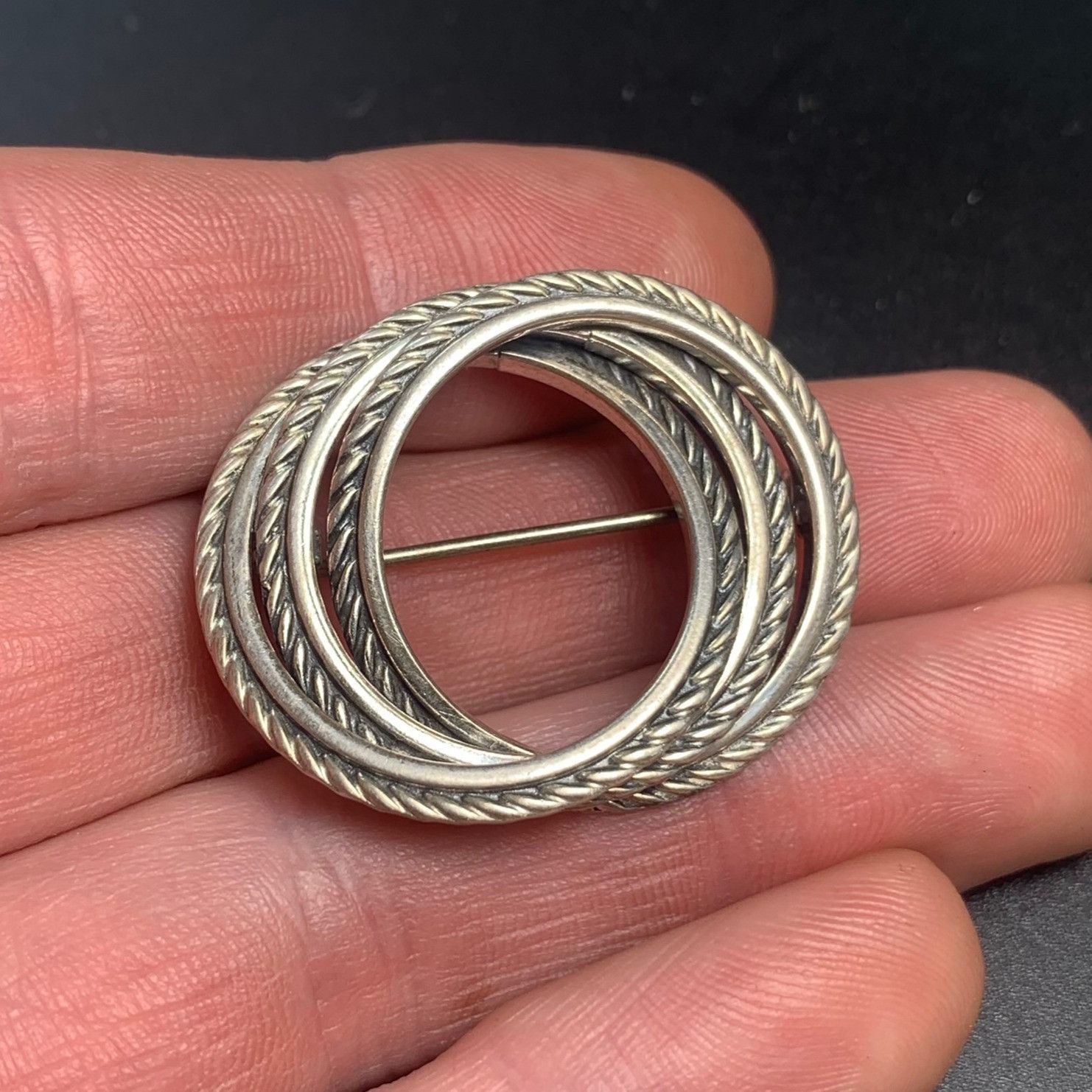 Vintage Vintage JewelArt Sterling Silver 925 Triple Circle Brooch Ro Size ONE SIZE - 1 Thumbnail
