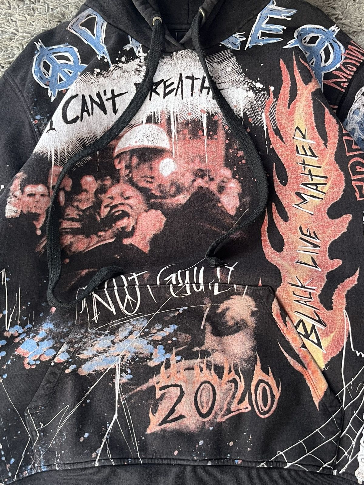DEFEND PARIS Vintage Hoodie Defent Paris Over print Y2K style Size US L / EU 52-54 / 3 - 3 Thumbnail