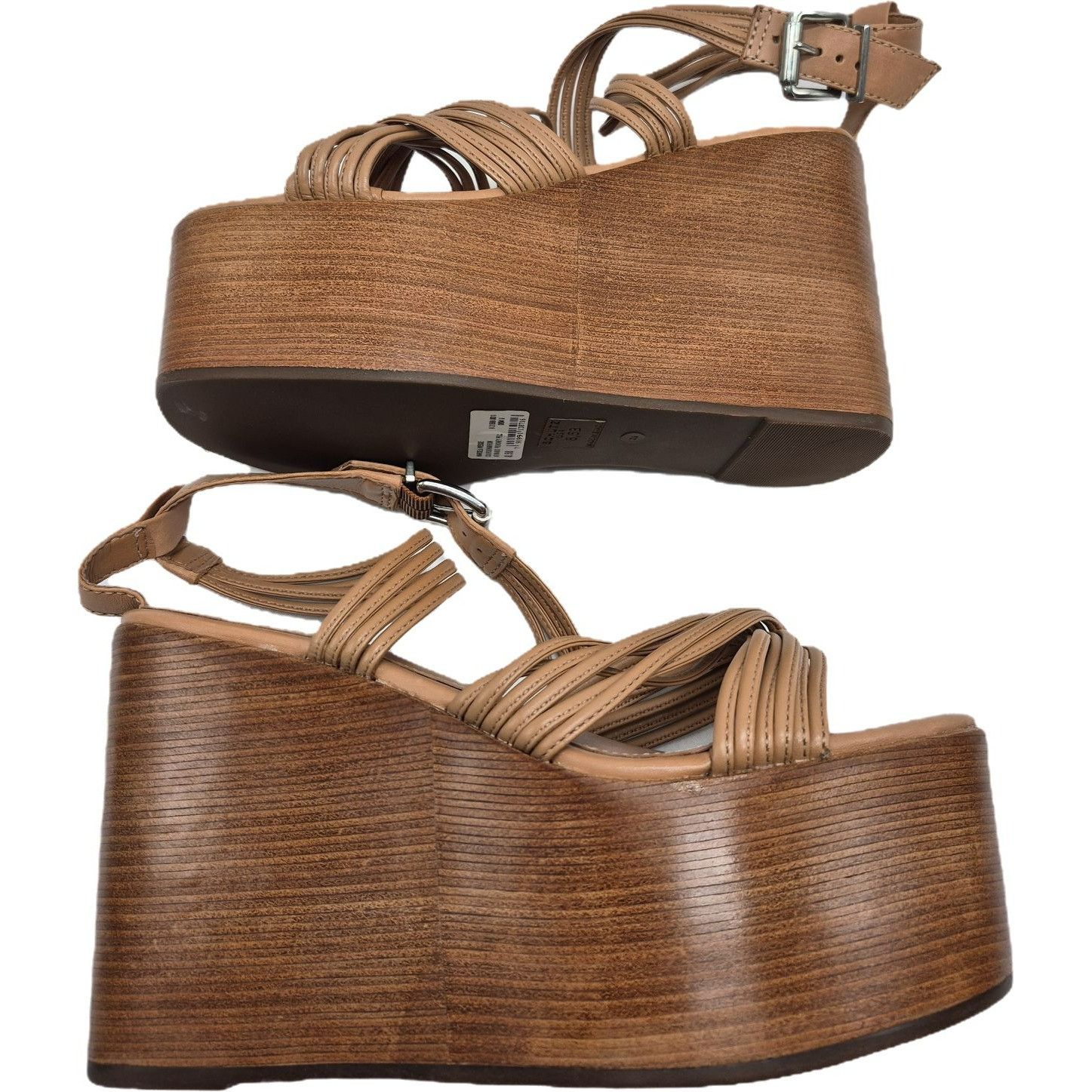 SCHUTZ Schutz Marcella Wedge Tan Leather Platform Sandals 8.5 Size US 8.5 / IT 38.5 - 13 Thumbnail