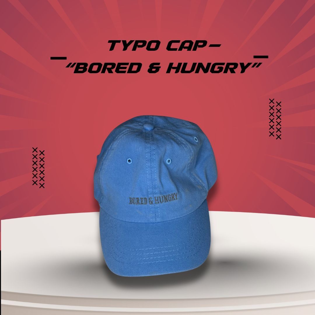 Other Typo Blue "Bored & Hungry" Cotton Adjustable Dad Hat Size ONE SIZE - 1 Thumbnail
