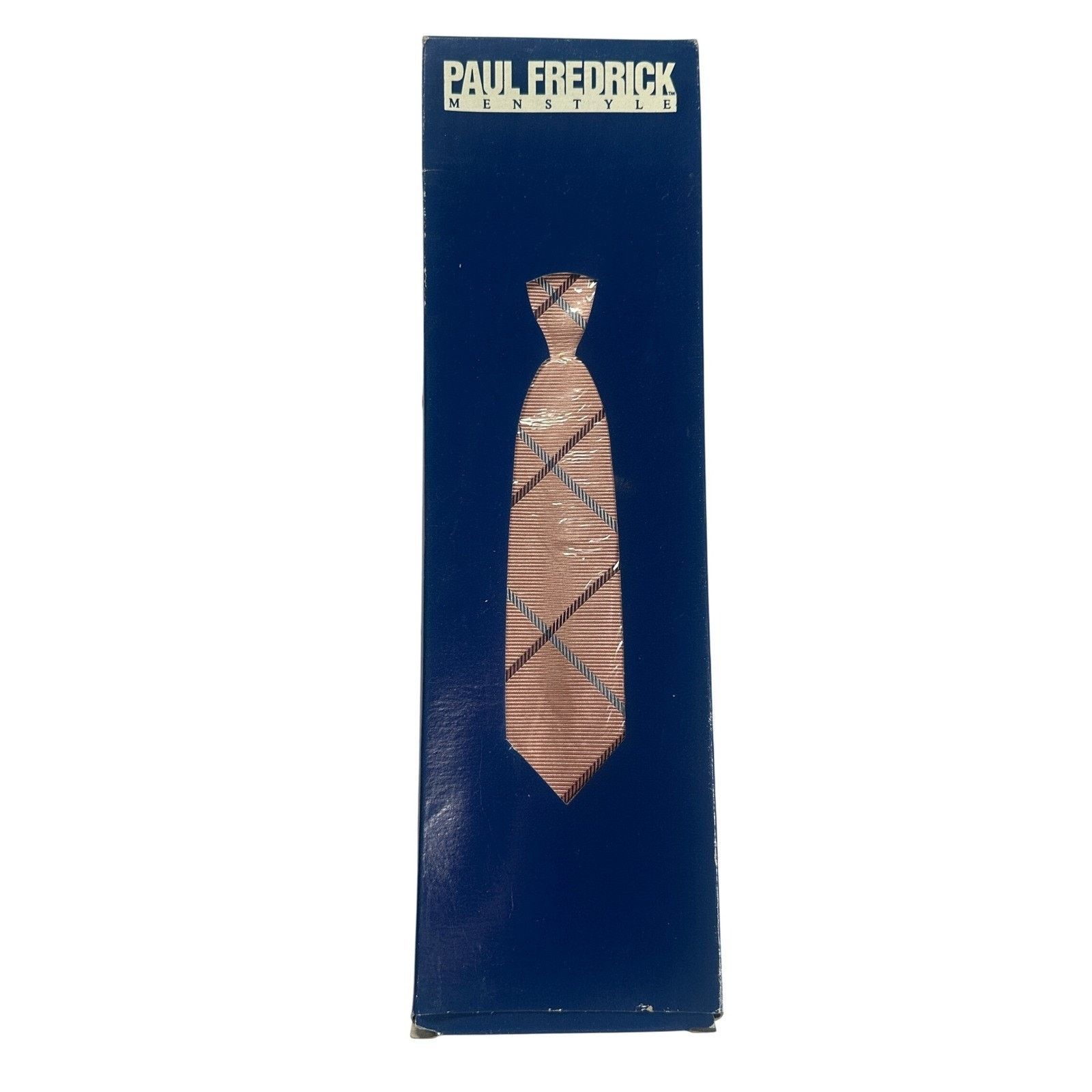 Paul Fredrick Paul Fredrick Italian Silk Tie Pinkish Tan Blue Plaid NWT Size ONE SIZE - 6 Thumbnail