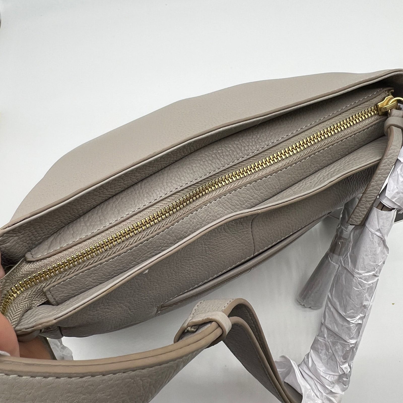 Other LODIS Womens Purse Texas Leather Grayson Shoulder Ash Gray Size ONE SIZE - 8 Thumbnail