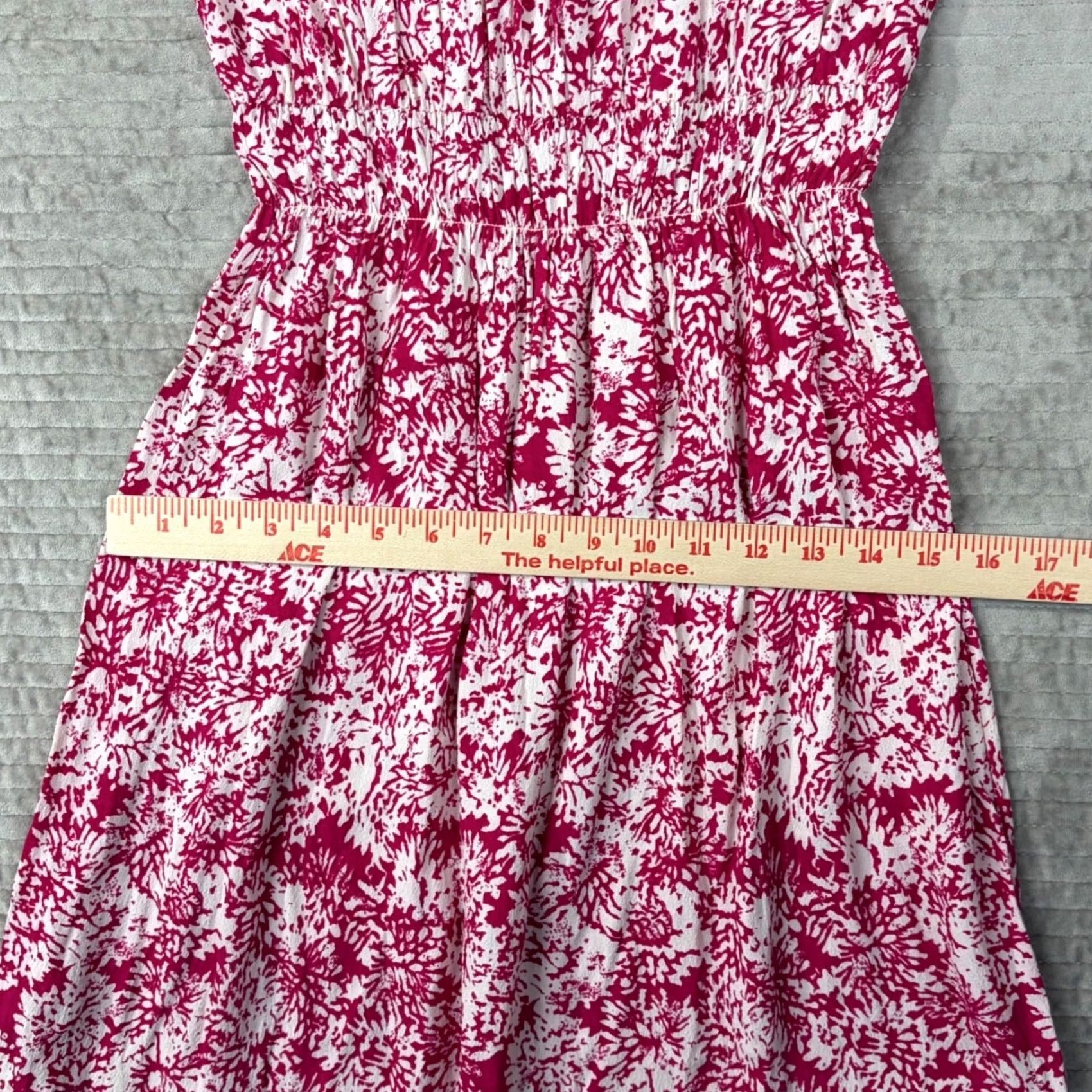 Vintage HD in Paris Anthropologie Pink White Floral V-Neck Smocked Waist Mini Dress Sz 2 Size XS / US 0-2 / IT 36-38 - 6 Thumbnail