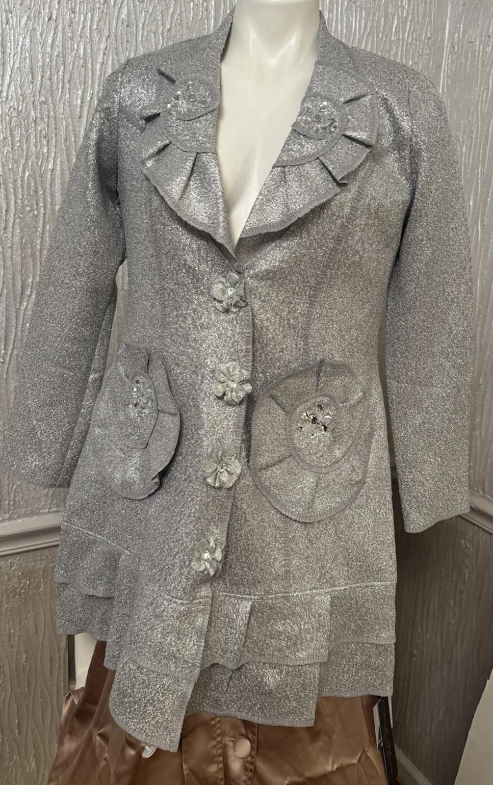 Other NWT Noko Ohno Japan Silver Stretch Floral Dress Coat Sz42/M Size M / US 6-8 / IT 42-44 - 2 Thumbnail