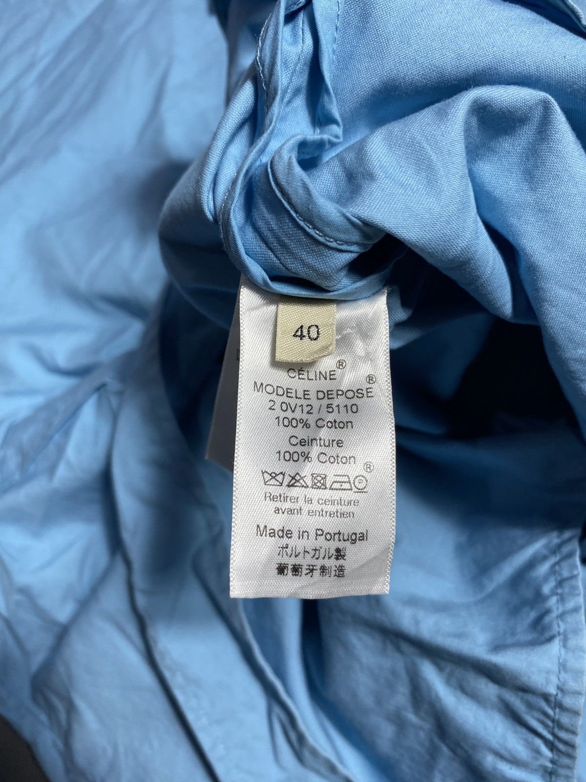 Celine CELINE Phoebe Philo Blue Cotton Silver d Ring Belt Shirt Size M / US 6-8 / IT 42-44 - 6 Thumbnail