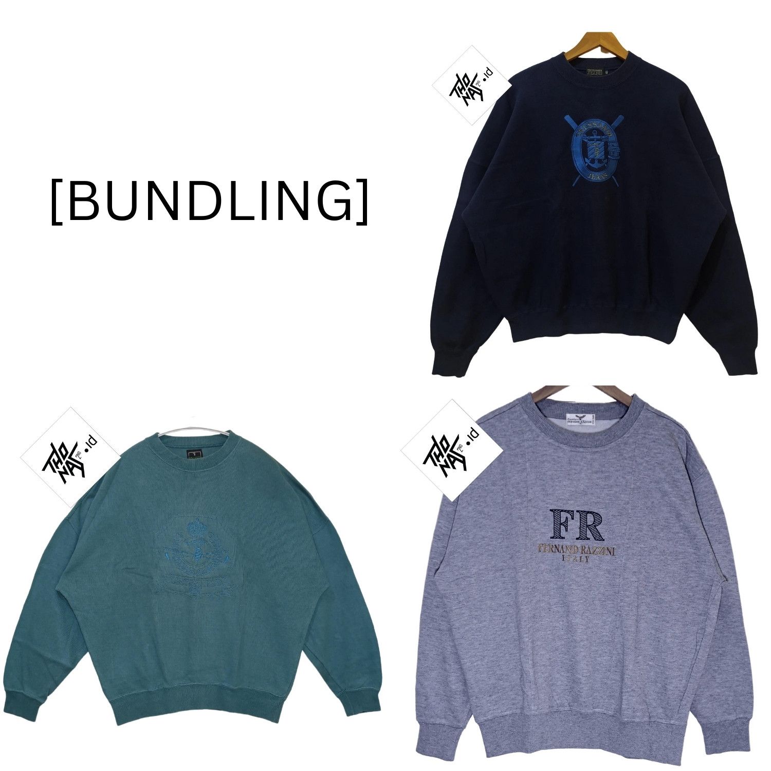 image of Italian Designers x Trussardi Fernand Razzini + Trussardi in Navy Gray, Men's (Size Large)