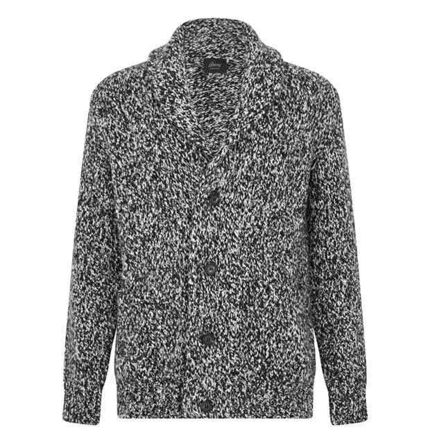 image of Brioni O1G2R1Mq0524 Texture Cardigan In Grey/black, Men's (Size Large)