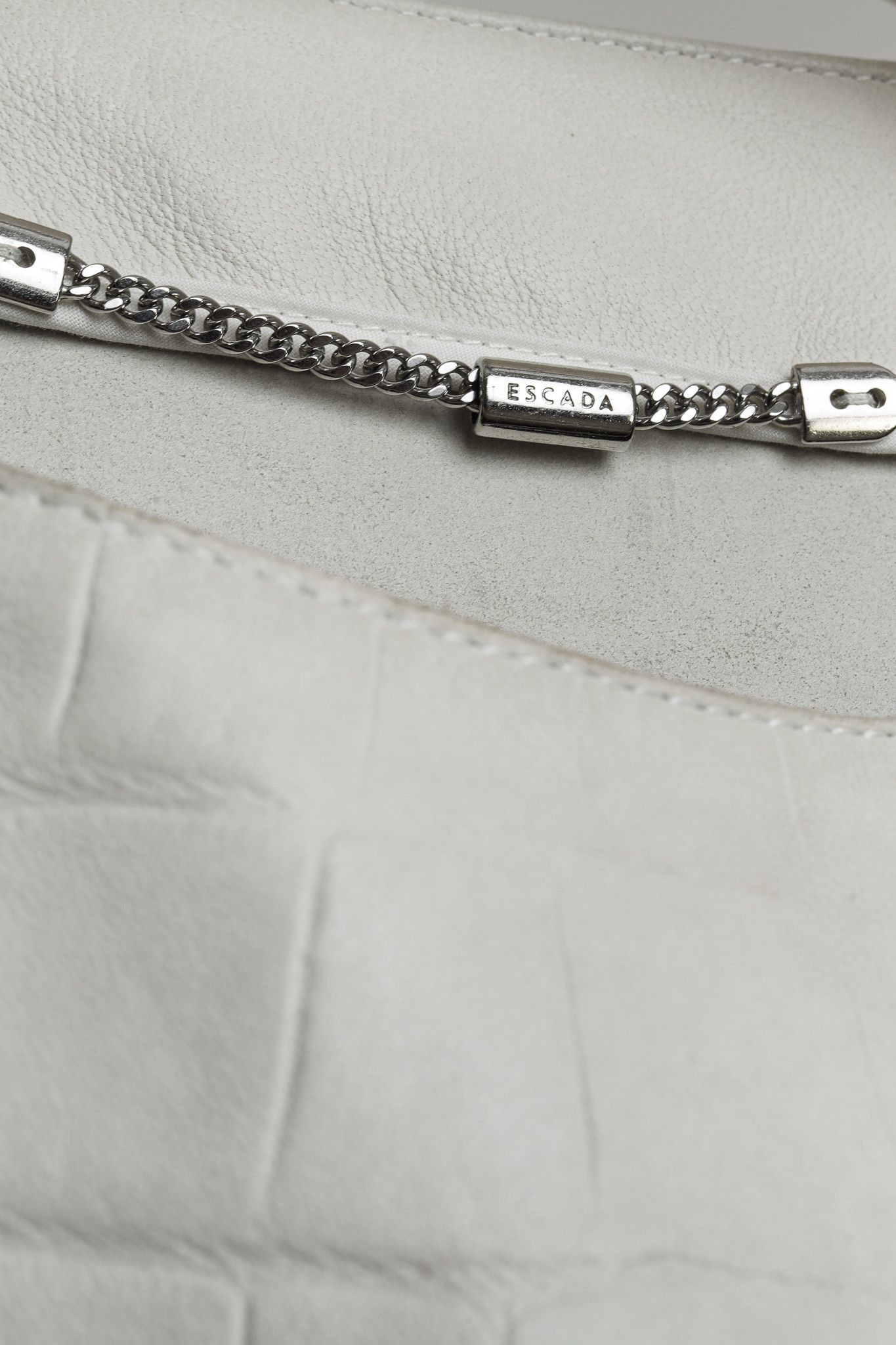 Escada Escada Lilly Off-White Croc-Embossed Leather Panelled Jacket Size L / US 10 / IT 46 - 4 Thumbnail