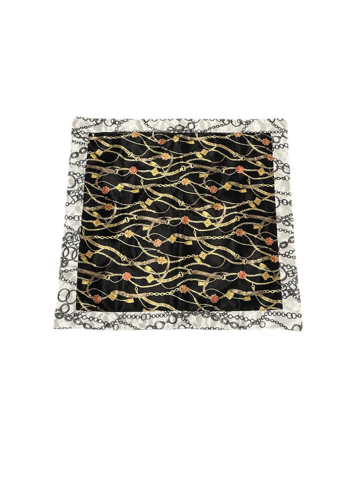 Other Y2K Chain Print Square Silk Scarf Black & Gold Accessory Size ONE SIZE - 1 Thumbnail