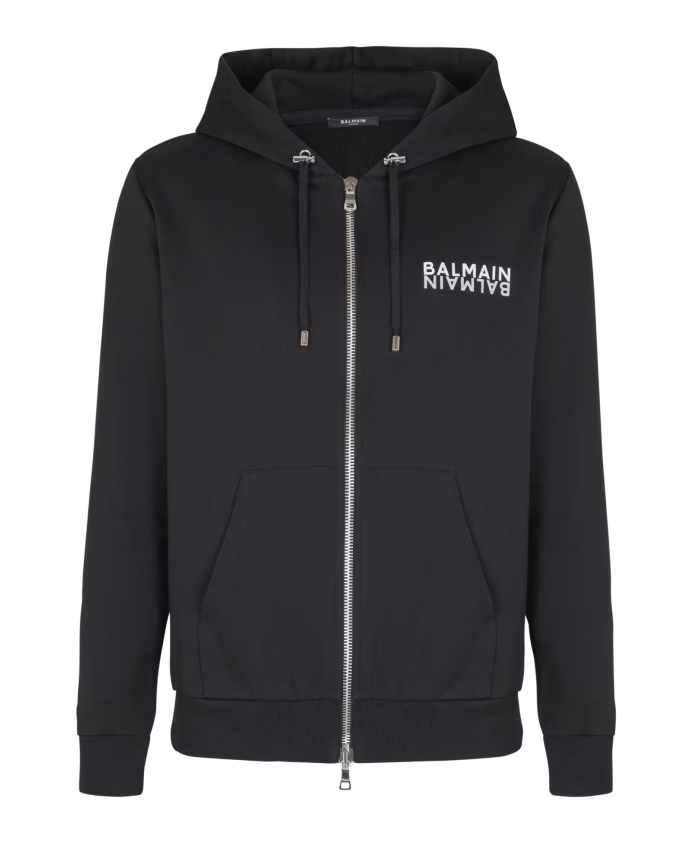 Balmain o1s1wg110126 Logo Hoodie in Black Size US XL / EU 56 / 4 - 1 Thumbnail