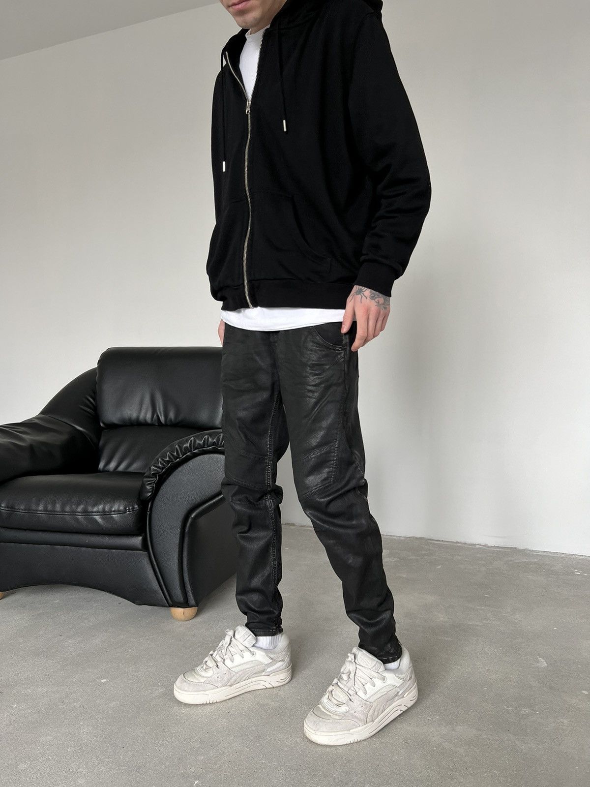 image of Diesel Waxed Pants in Black, Men's (Size 29)