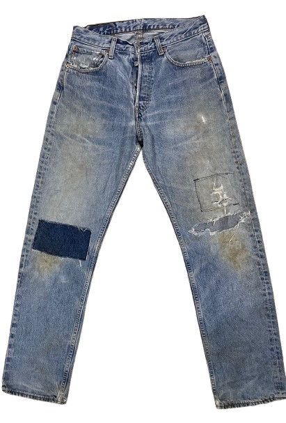 Levi's Vtg Levis 501 EU distressed patchwork sashiko boro Size US 31 - 1 Thumbnail