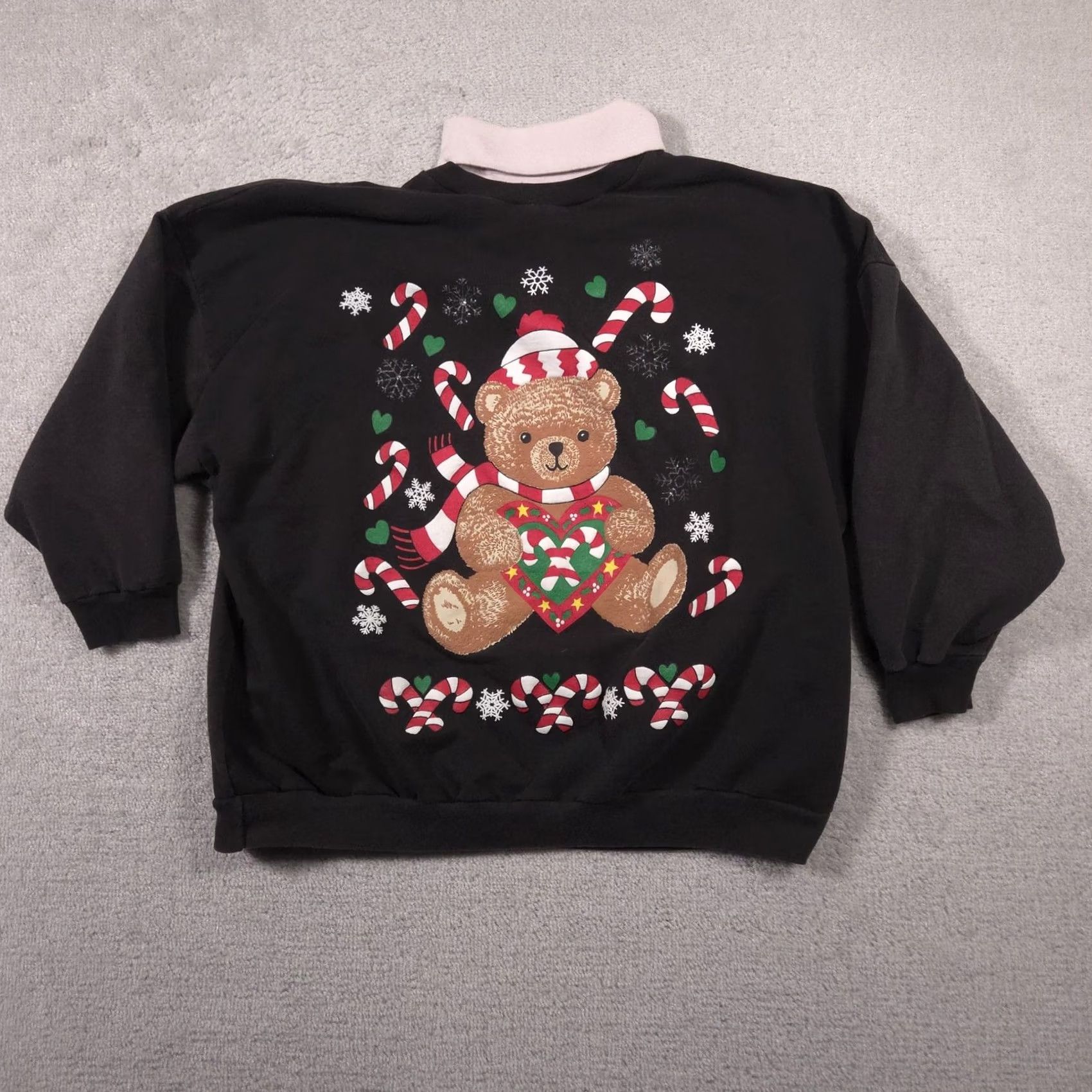 Vintage VINTAGE FunCracker Teddy Bear Christmas Sweatshirt Womens 26W Black Mock Neck Holiday 90s Size 4XL / US 24-26 - 2 Thumbnail