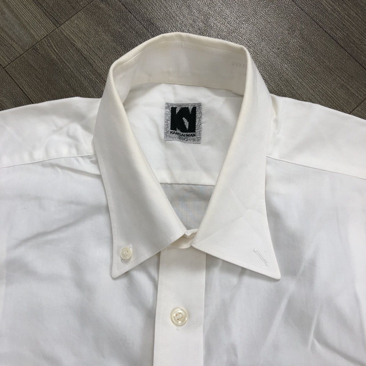 Japanese Brand × Kansai Yamamoto × Vintage Vintage Kansai Man by Kansai Yamamoto White Button Up Shirt Size US L / EU 52-54 / 3 - 4 Thumbnail