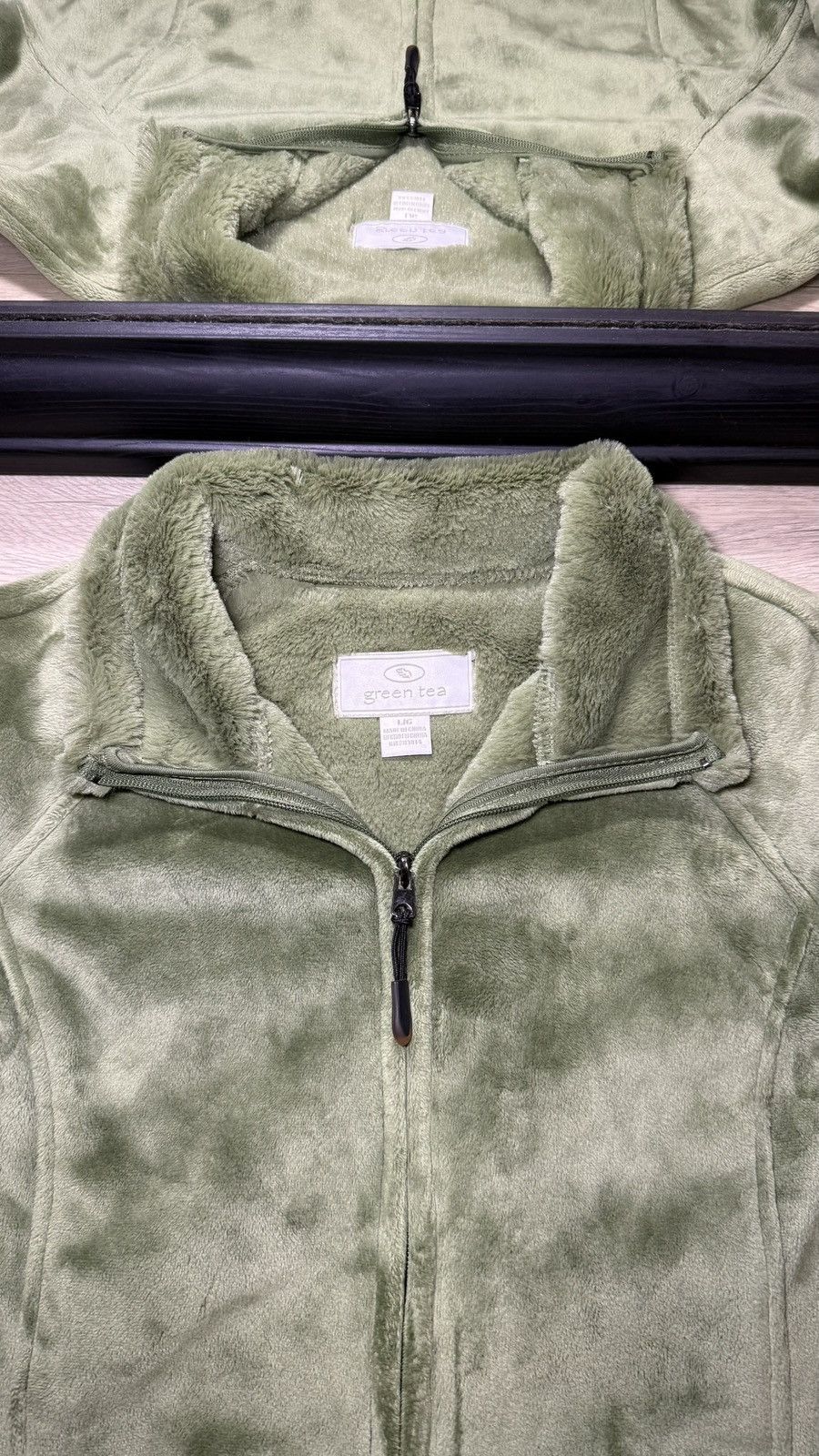 Polo Ralph Lauren Y2K 2000s Green Tea Olive Green Fur Lined Zip Up Fleece Size L / US 10 / IT 46 - 2 Thumbnail