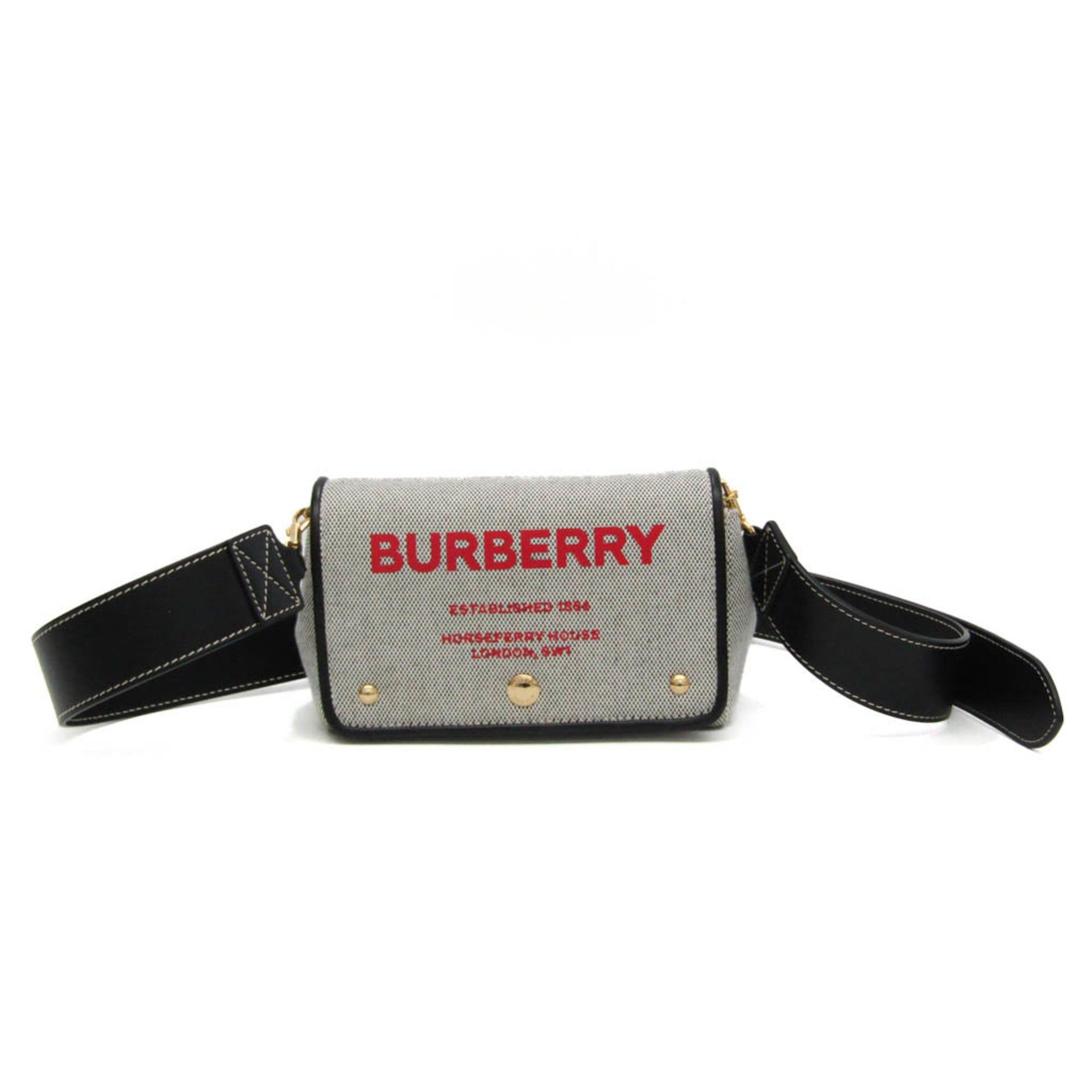 image of Burberry 8039869 Women,men Canvas,leather Shoulder Bag Black,red Color, Women's