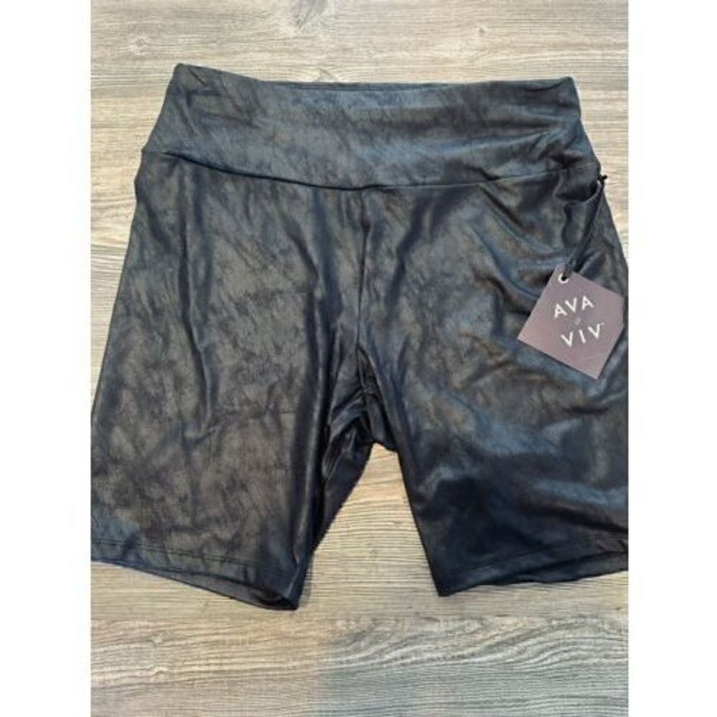 Nordstrom Ava & Viv Women Black Spandex Biker Shorts Size X (14W). C/E Size 36" / US 14 / IT 50 - 1 Thumbnail