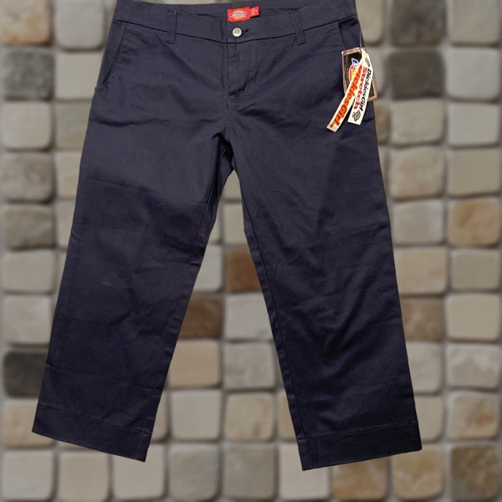 Dickies Dickies Girl Stretch Womens Size 11 Blue Cropped Pants Style NHH11 34" Waist Size 32" / US 10 / IT 46 - 1 Thumbnail