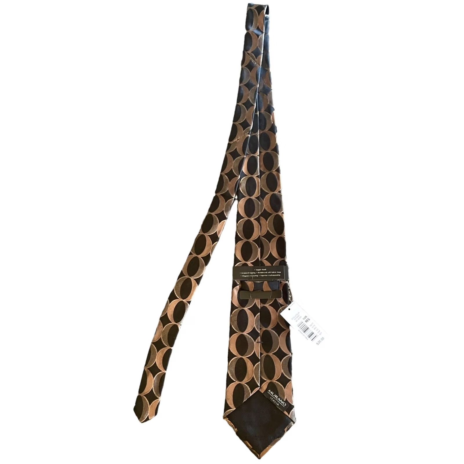 Murano VTG Murano Italia Silk Tie NWT Brown & Black Geometric Shaped Made In USA Men’s Tie Mens Adjustable Classic 57"-60" Silk Blend Geometric Shapes Size ONE SIZE - 6 Thumbnail