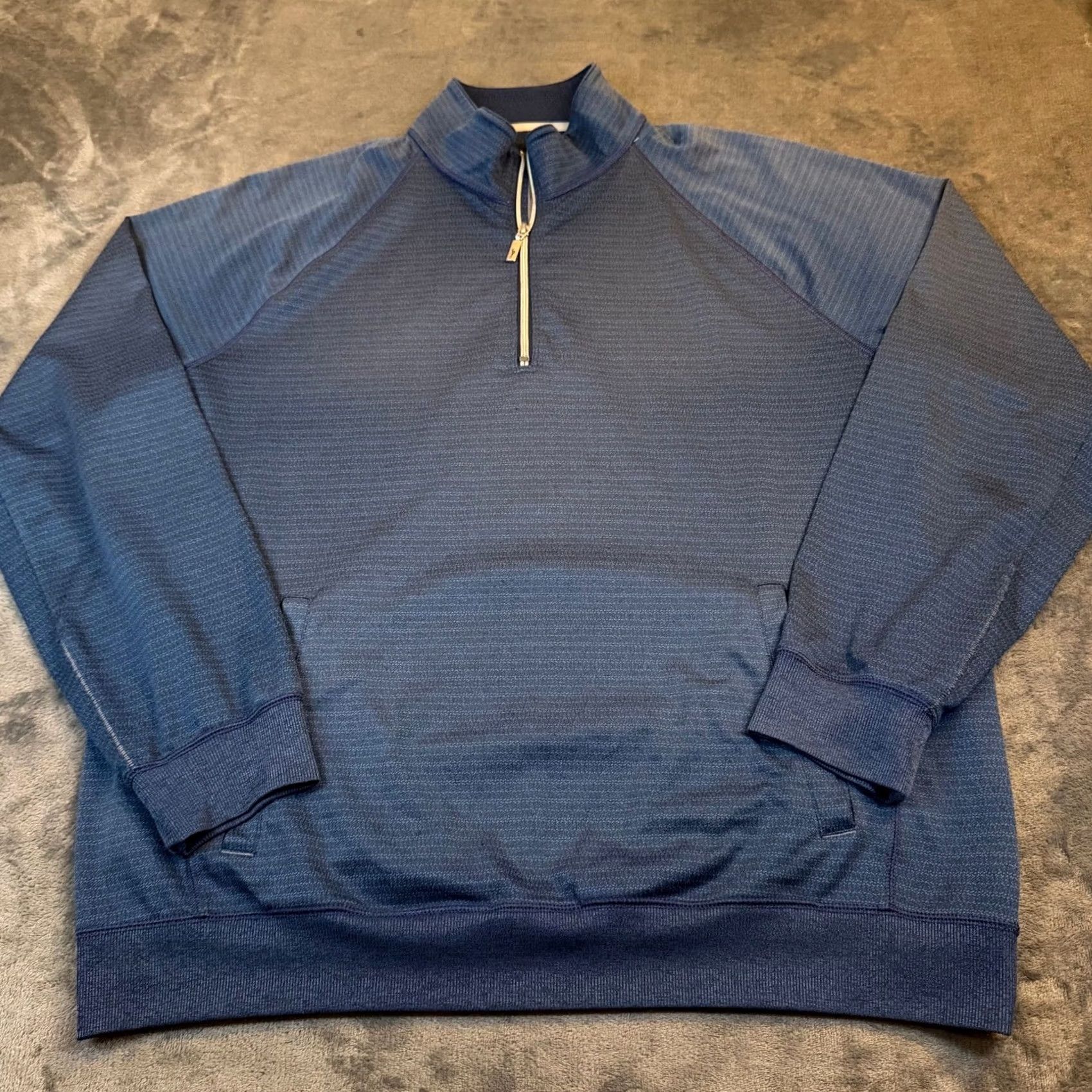 Tommy Bahama Tommy Bahama IslandZone Pullover Mens Large Blue 1/4 Zip Textured Front Pockets V Neck Mock Rib Knit Size US L / EU 52-54 / 3 - 3 Thumbnail