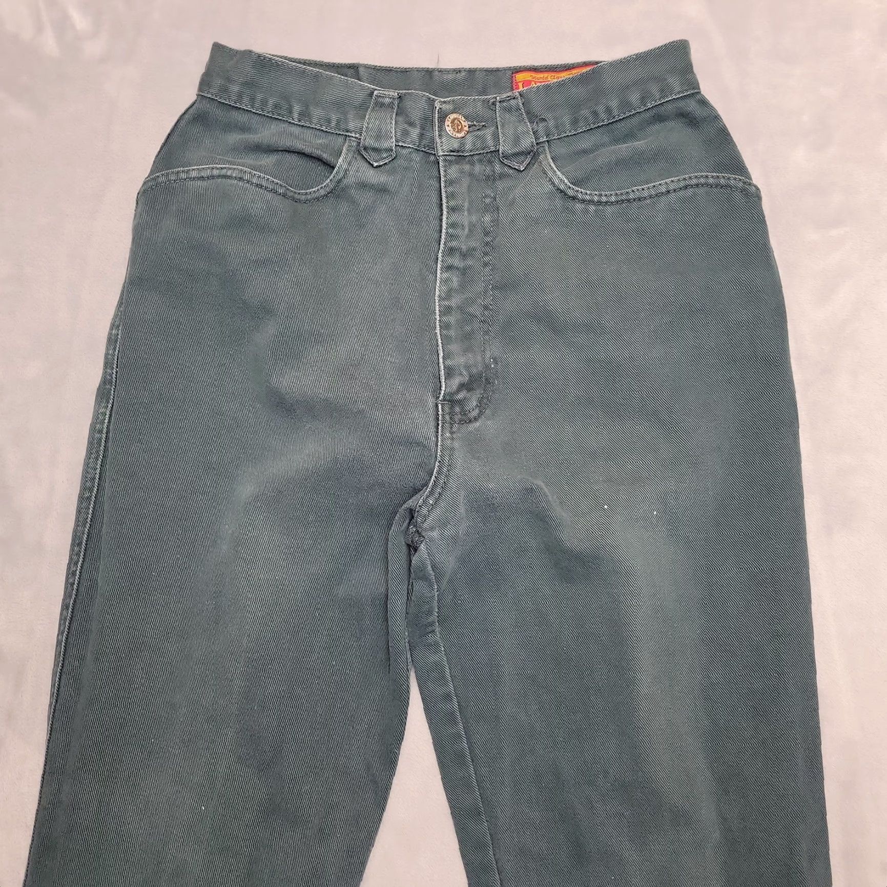 Vintage VINTAGE Lawman Jeans Womens 11 Green Denim High Rise Straight Leg Western Cowboy Rodeo Size 32" / US 10 / IT 46 - 3 Thumbnail