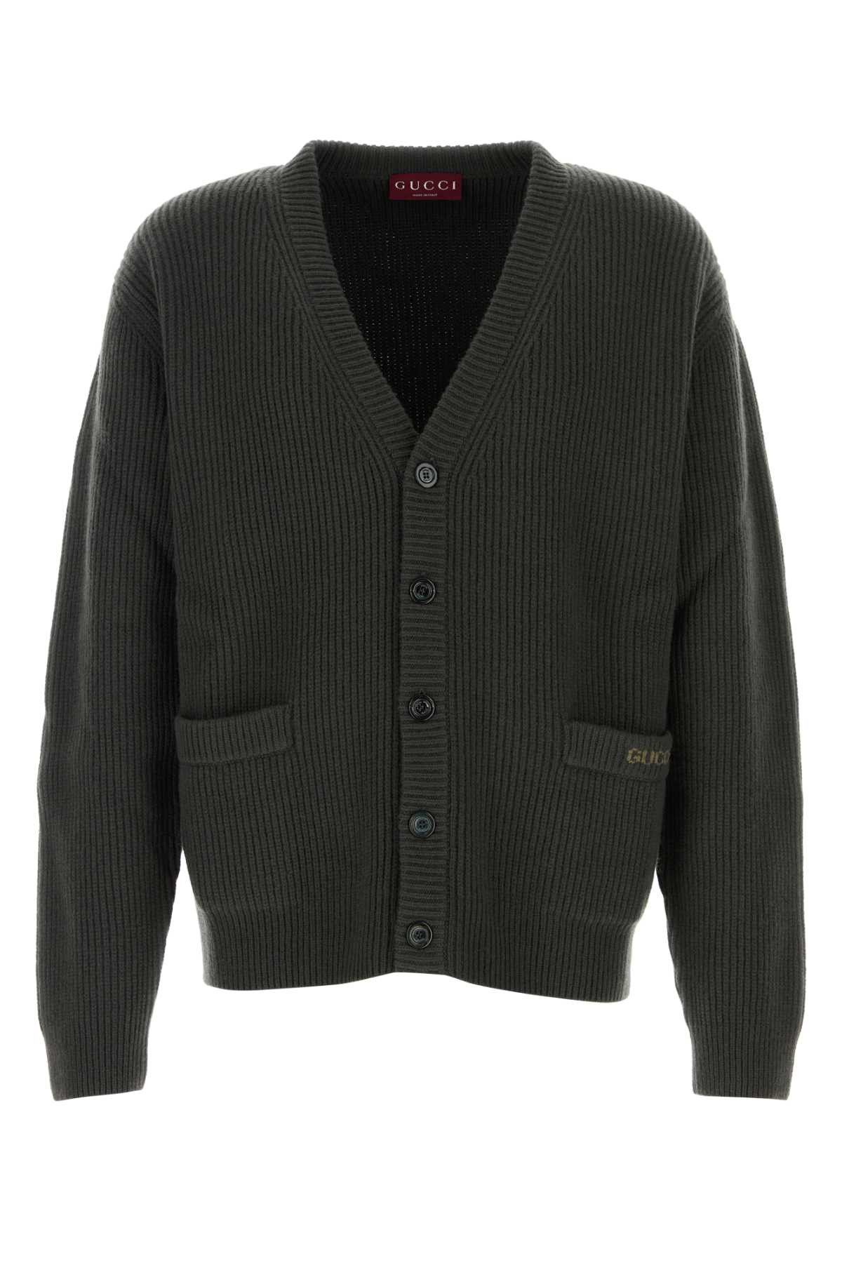 Gucci Charcoal Wool Blend Cardigan Size US M / EU 48-50 / 2 - 1 Thumbnail