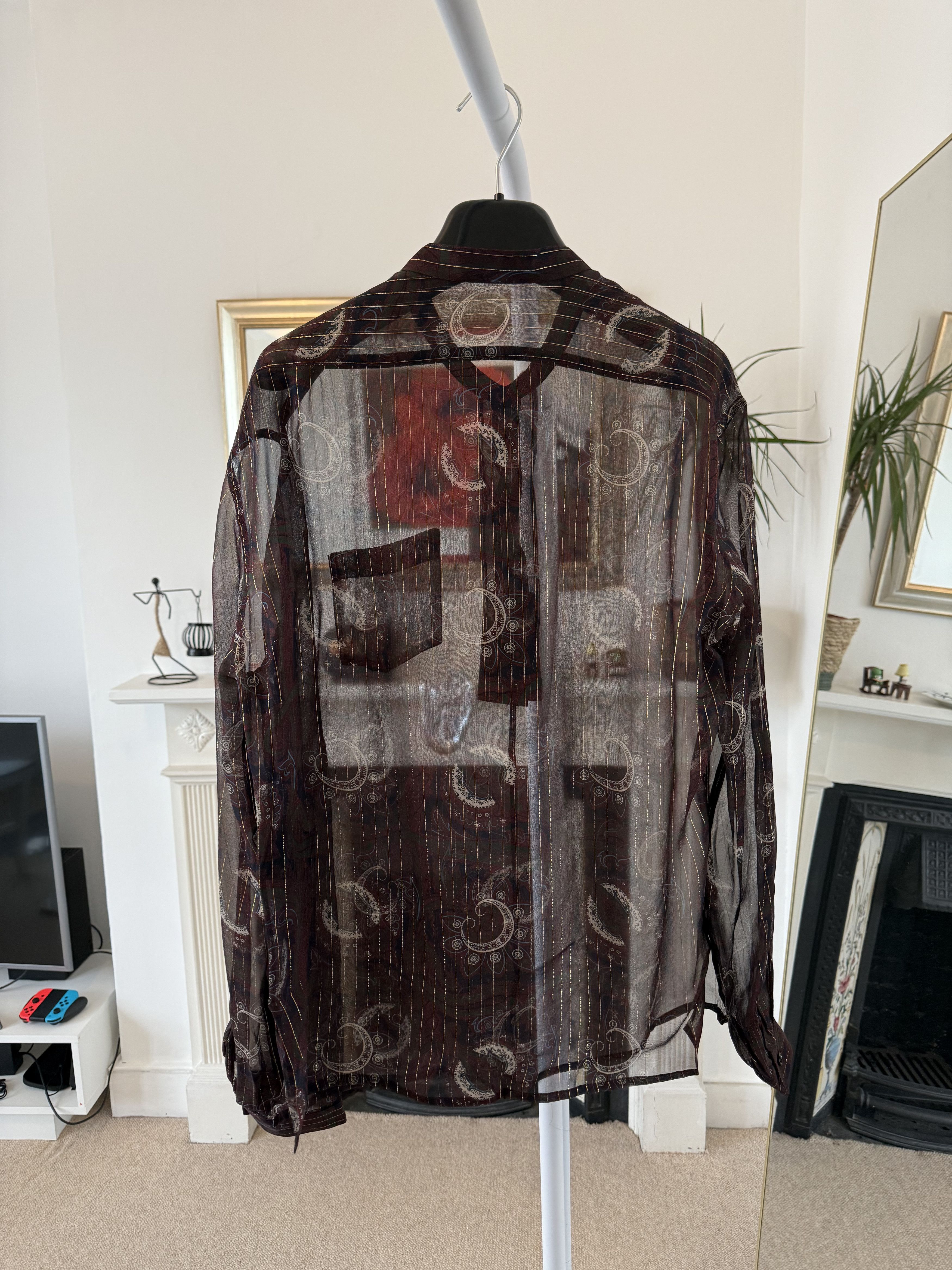Saint Laurent Paris Saint Laurent Silk Gold Thread Nehru Collar Shirt Burgundy Size US M / EU 48-50 / 2 - 2 Thumbnail