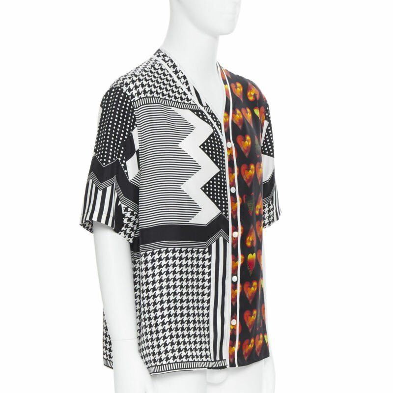 Versace new VERSACE red Heart silk black chevron print baseball shirt EU39 M Jim Dine Size US M / EU 48-50 / 2 - 1 Thumbnail