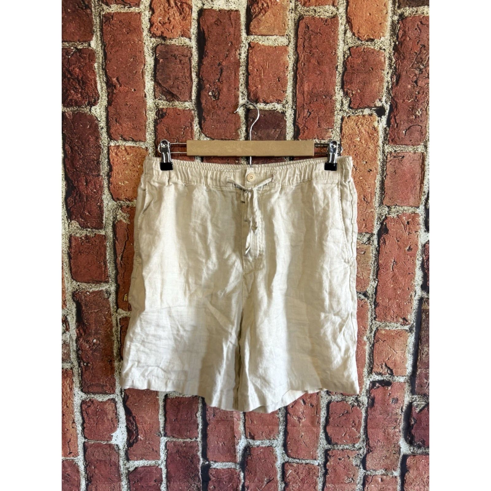Zara Zara Womens Ivory Linen Shorts With Tie S Size Small Chino Linen Solid Ivory Womens Shorts Tie Closure Size 28" / US 6 / IT 42 - 2 Thumbnail