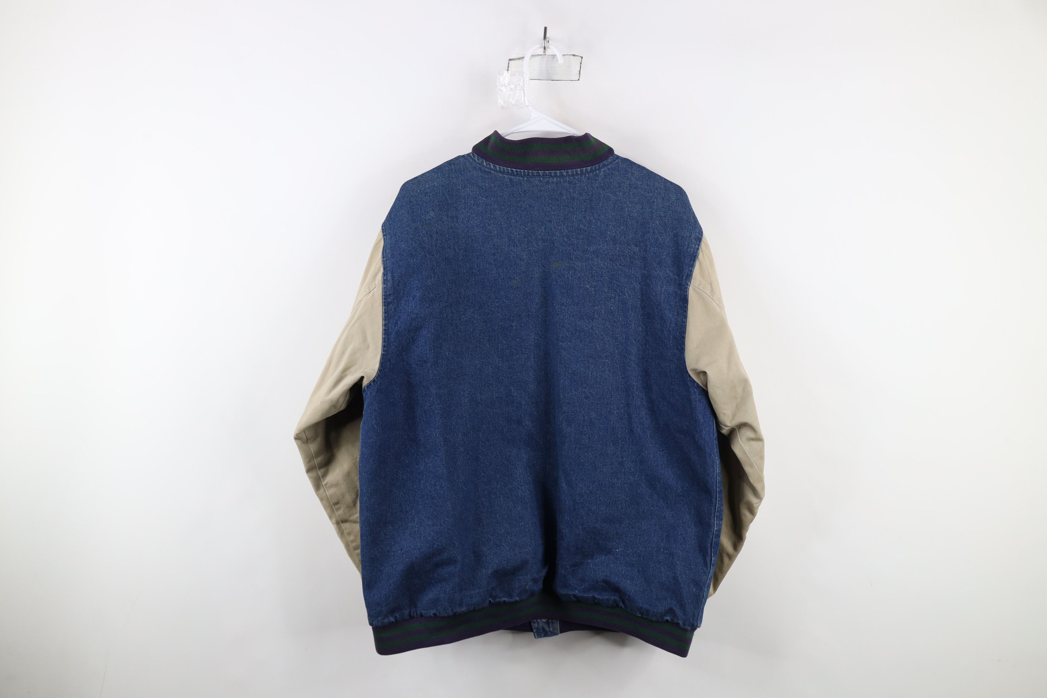 Vintage Vintage 90s Streetwear Lined Denim Jean Varsity Jacket Size US XL / EU 56 / 4 - 12 Thumbnail