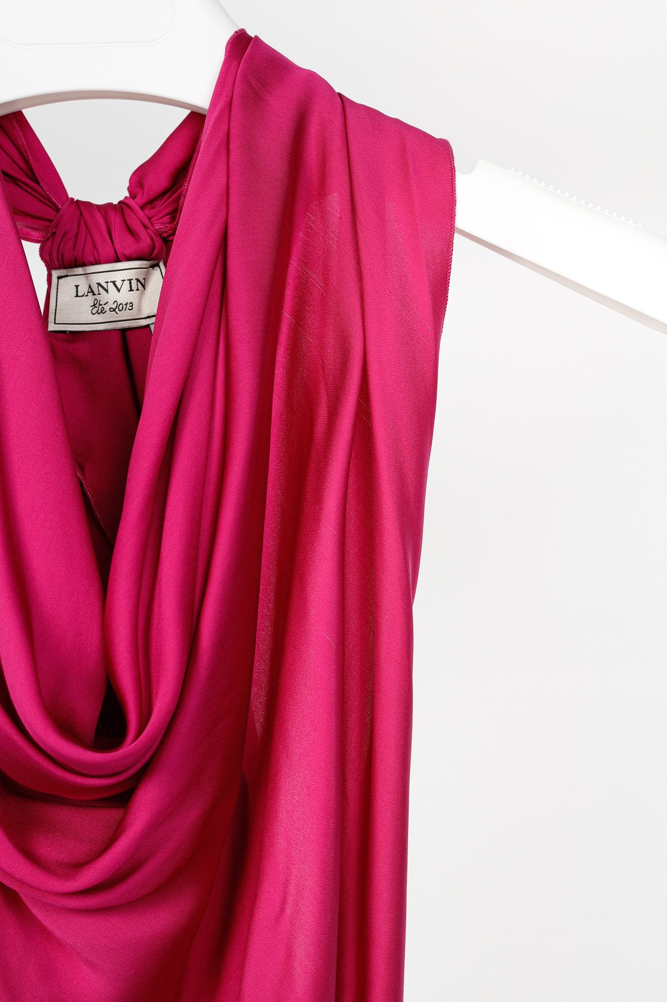 Lanvin Lanvin SS/13 Fuchsia Silk Charmeuse Cowl-Neck Blouse Size M / US 6-8 / IT 42-44 - 5 Thumbnail
