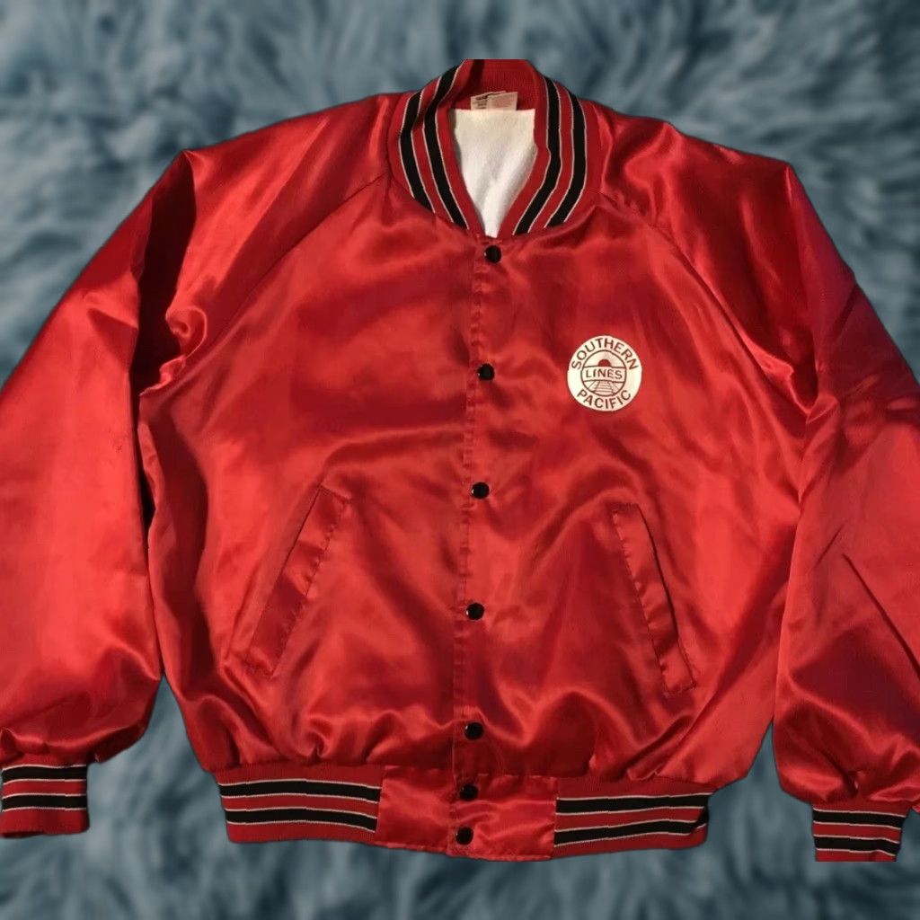 Vintage VINTAGE Southern Pacific Lines Railroad Satin Jacket L Mens Red 80s 70s Bomber Striped Lined USA Train Conductor Size US L / EU 52-54 / 3 - 1 Thumbnail