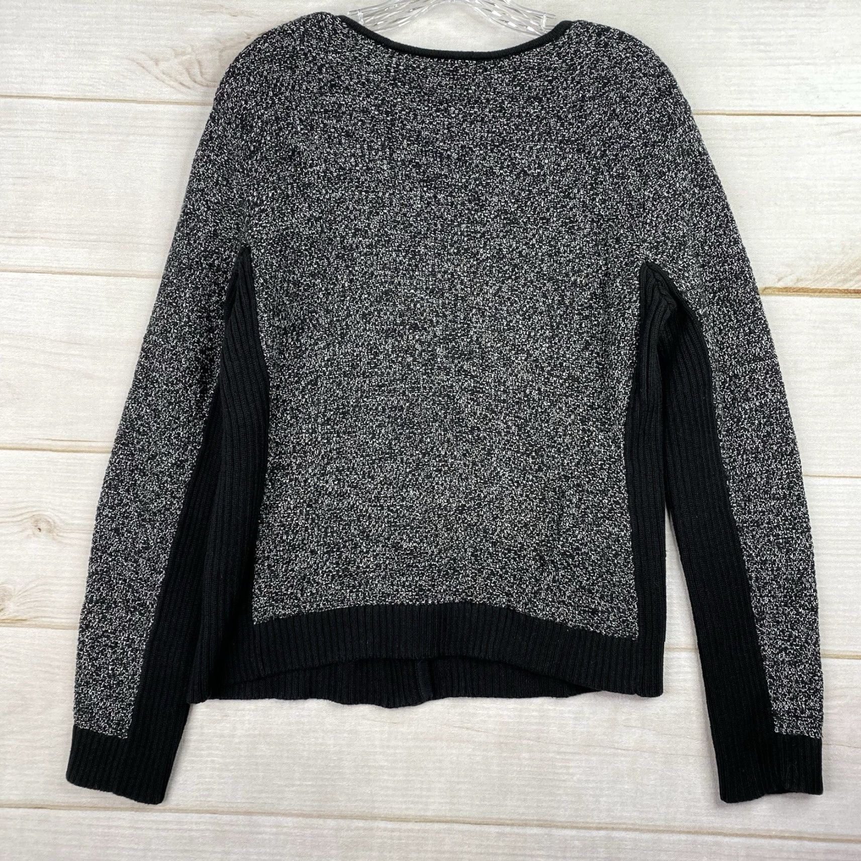 Loft LOFT Cardigan Sweater Womens L Black 100% Cotton Full Zip Zipper Tweed Speckled Size L / US 10 / IT 46 - 8 Thumbnail