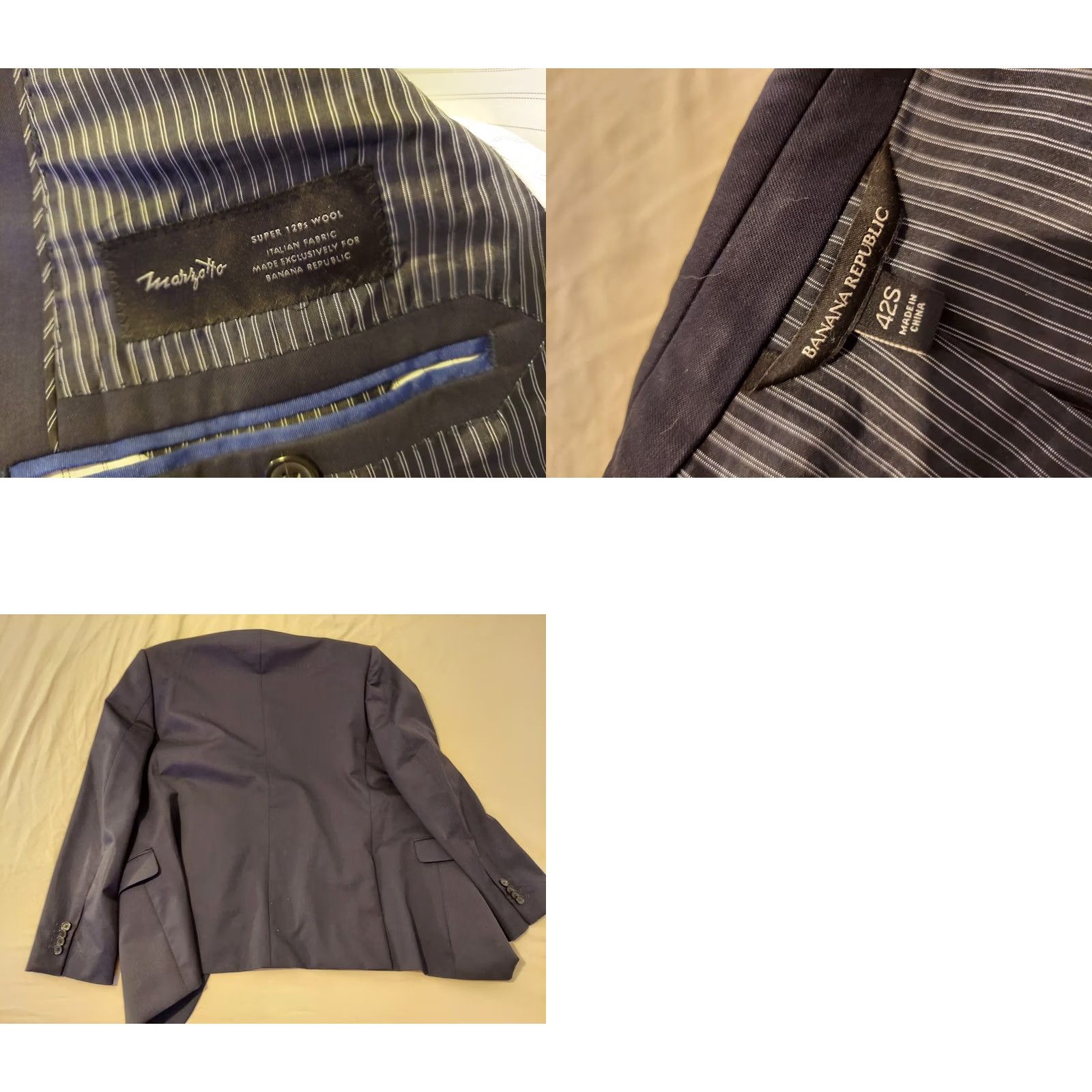 Banana Republic VINTAGE Banana Republic Wool Blazer 42S Slim Navy Blue Blazer Mens Wool Blazer 2 Piece Blue Mens Size 42R - 8 Thumbnail