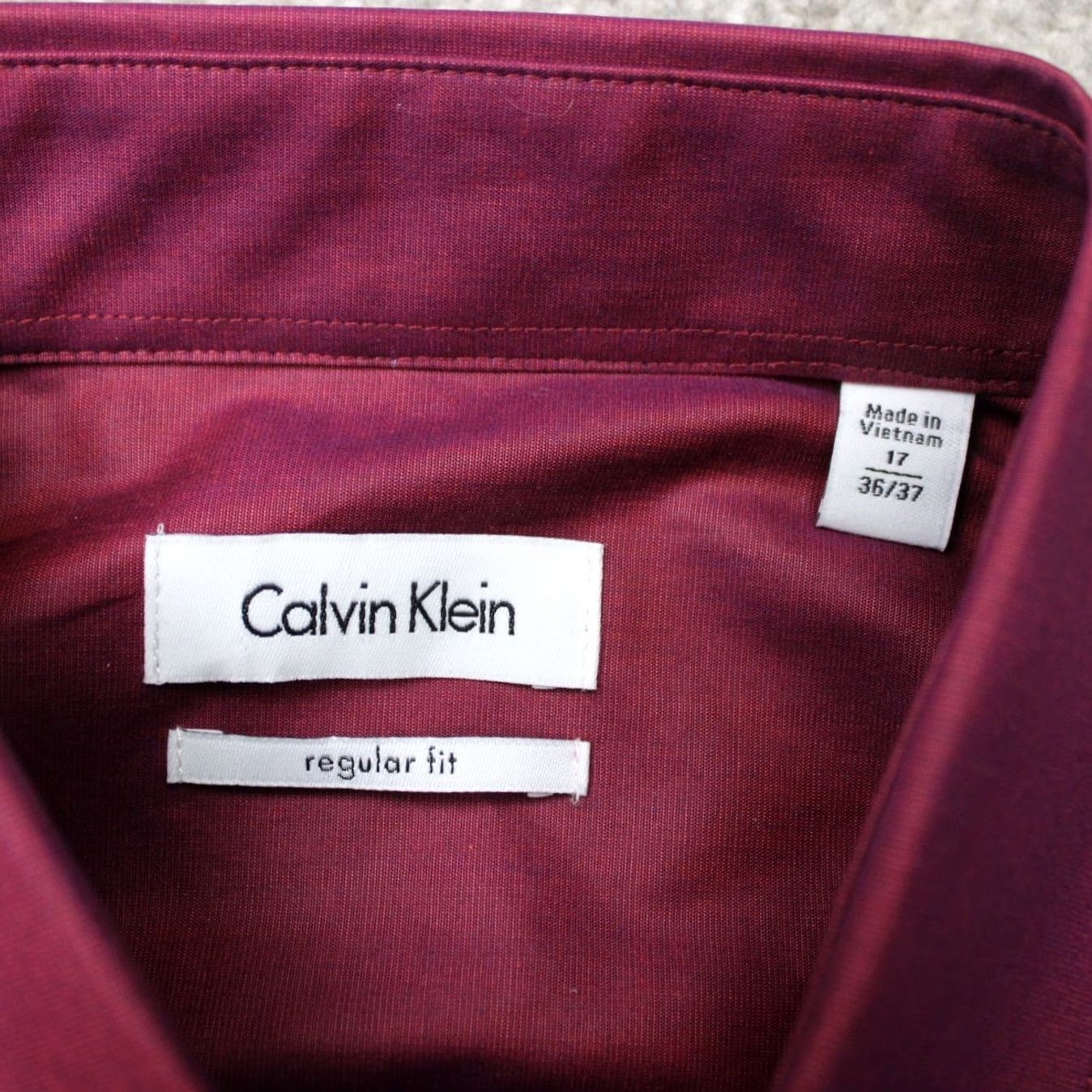 Calvin Klein Calvin Klein Dress Shirt Mens 17, 36/37 Red Regular Cotton Long Sleeve NWT Shirt Mens Red 100% Cotton Dress Shirt Size 46R - 6 Thumbnail