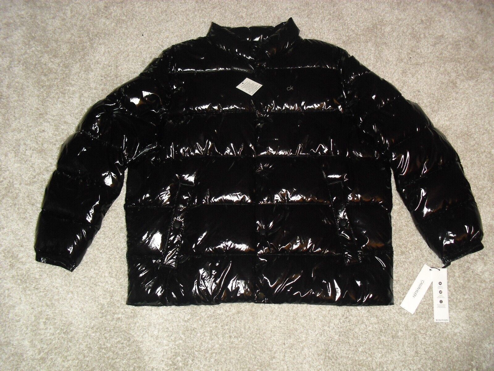 image of Calvin Klein $325 Mens Supershine Puffer Jacket Sz. XL New in Black