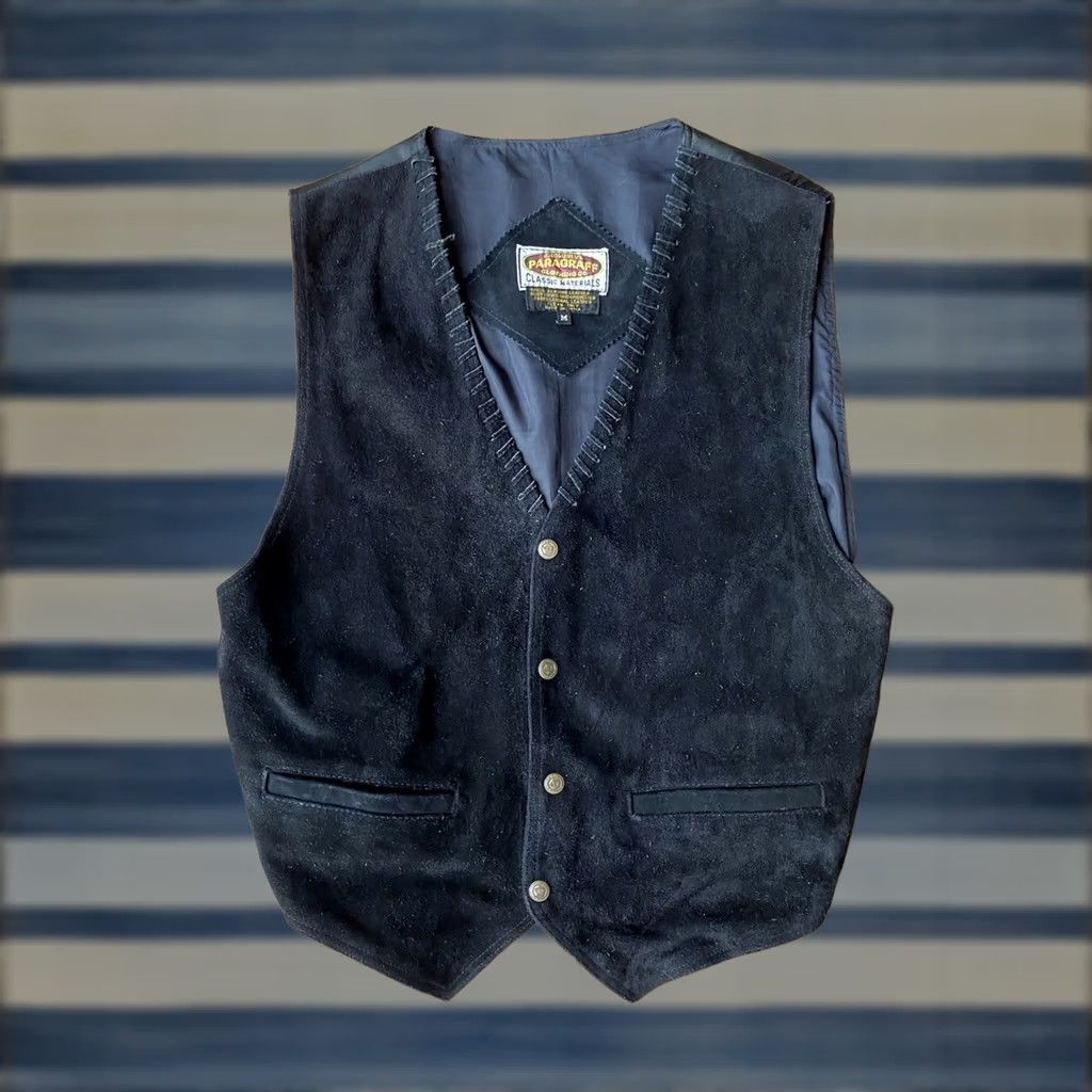 Vintage VINTAGE Exclusive Paragraff Black Leather Biker Vest Medium Size US M / EU 48-50 / 2 - 1 Thumbnail