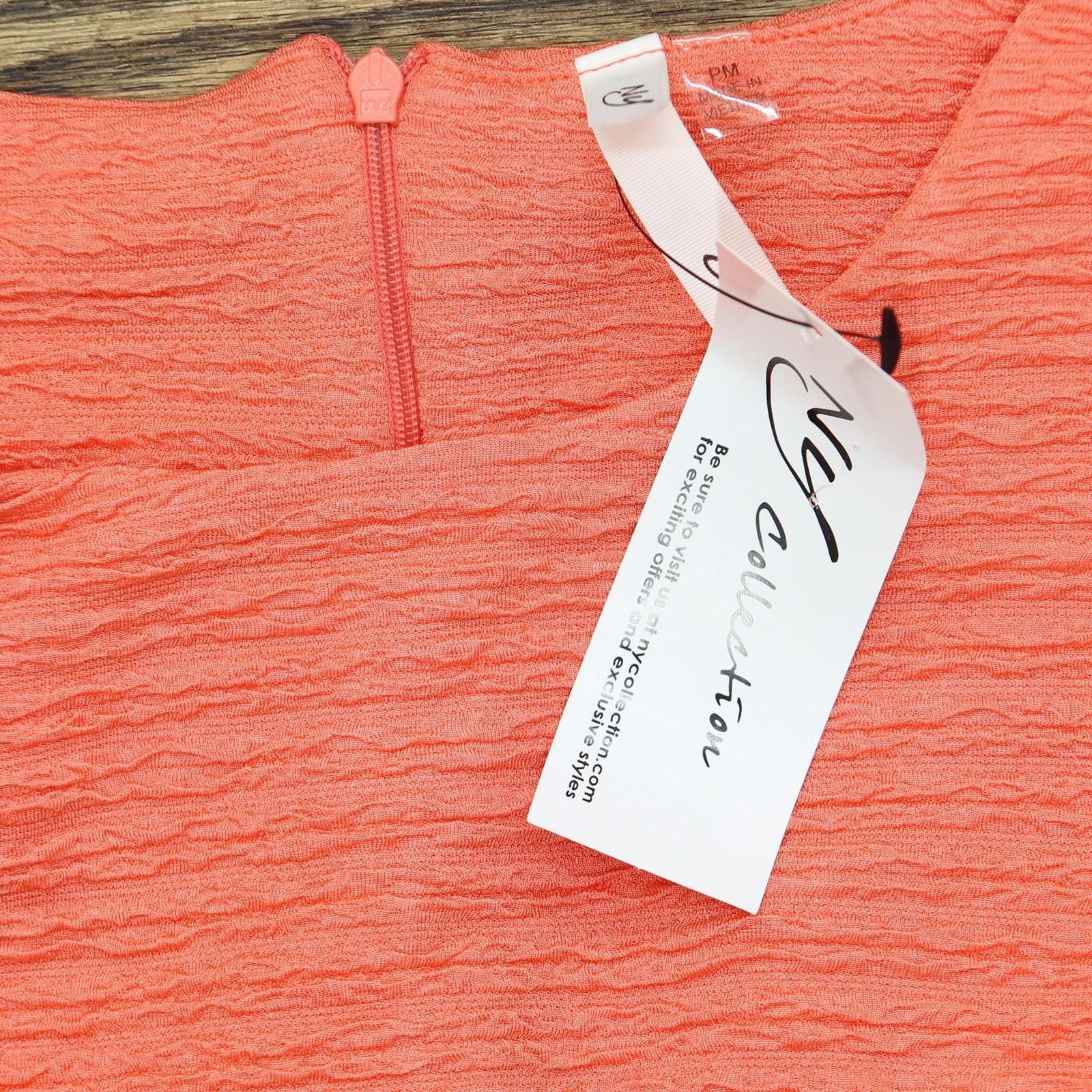 Other Nwt Ny Collection Knit Dress With 3/4 Sleeves Coral Pink Pm Size M / US 6-8 / IT 42-44 - 3 Thumbnail