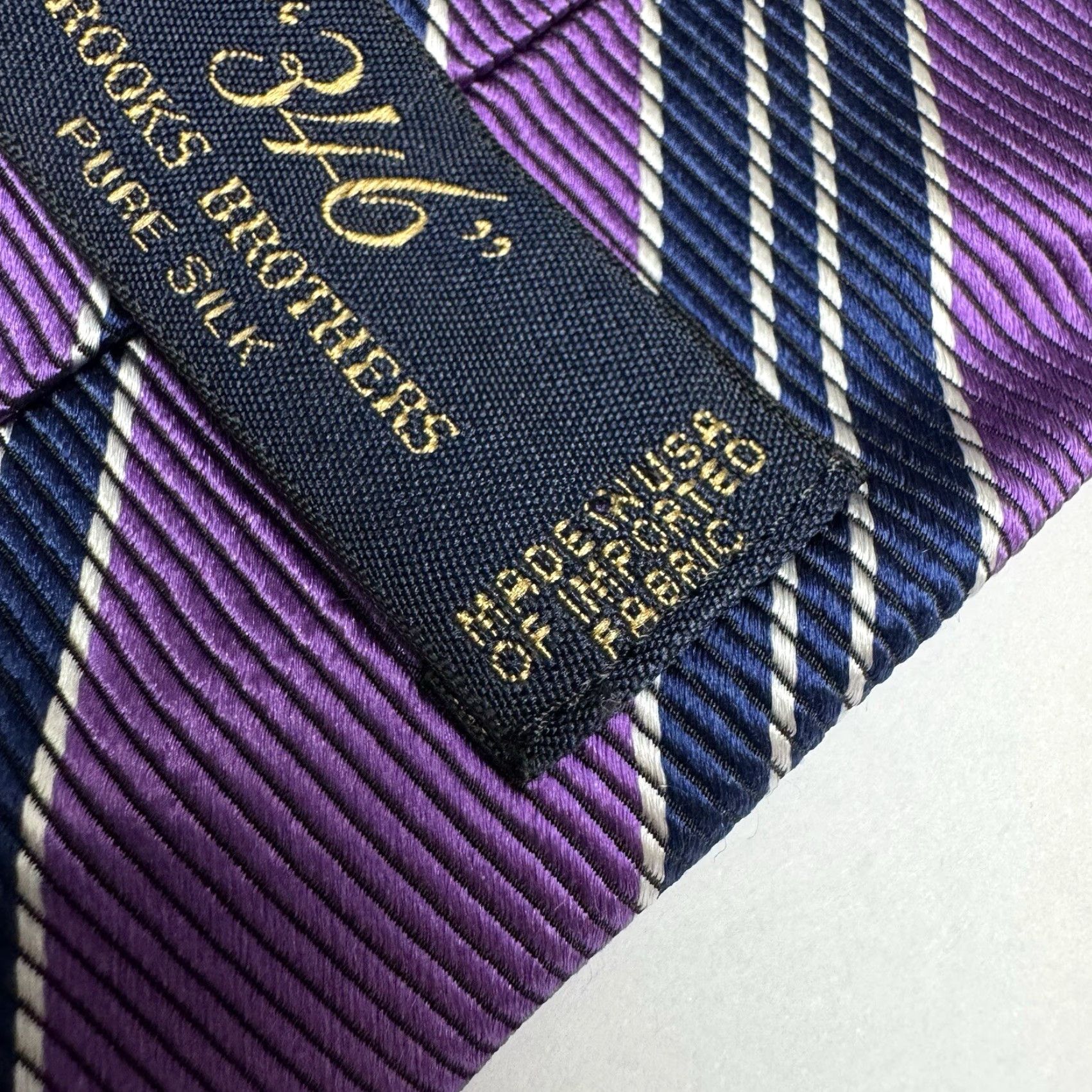 Brooks Brothers Brooks Brothers Tie Silk Striped Purple Navy Made in USA 3.5"x60" Mens Size ONE SIZE - 3 Thumbnail